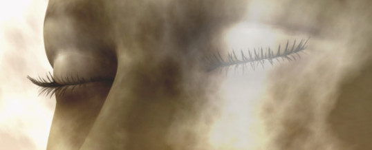 Digital composition of a female face / one of four elements: air